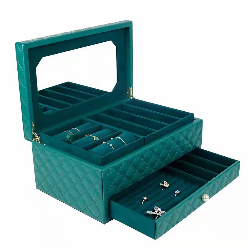 Big Capacity Jewelry Box with moveable Trays & Drawer